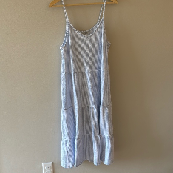 Green Envelope Light Blue Striped Midi Dress - Picture 1 of 3